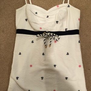A white, nautical strapped Lilly Pulitzer dress